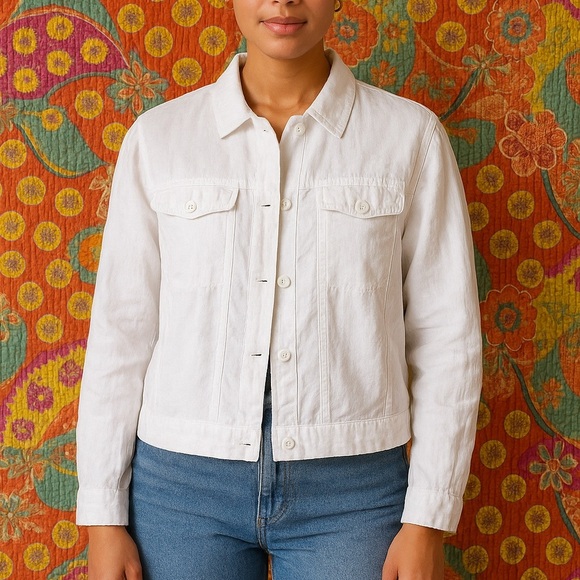 Lulu-B Jackets & Blazers - Lulu-B Beach Time 100% Linen White Button-Down Light Jacket